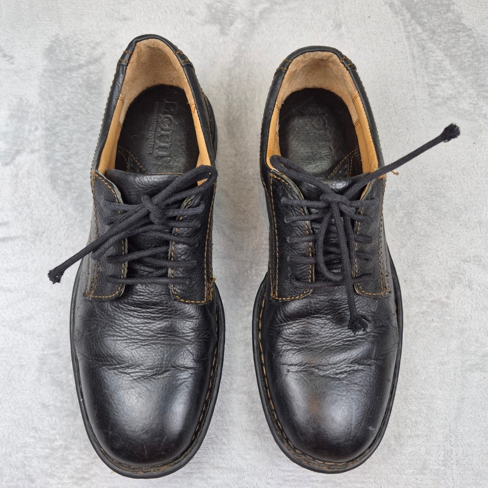 Born Mens H25803 Black Leather Oxford Lace Up Shoes Contrast Stitch Size 9.5 43 - Picture 2 of 14